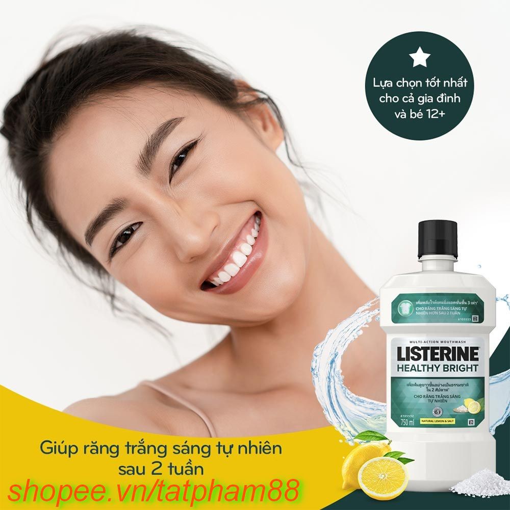 Nước Súc Miệng 250Ml Listerine Healthy Bright Làm Trắng Răng Thơm Miệng, tatpham88 Chất Lượng Tạo Nên Niềm Tin.