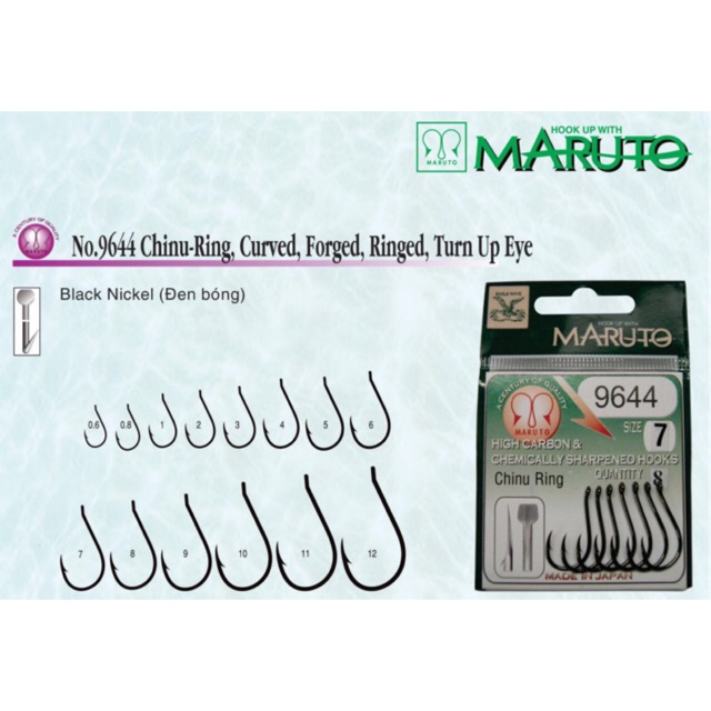 Lưỡi câu carbon Nhật Bản Maruto 9644, không gỉ, siêu cứng