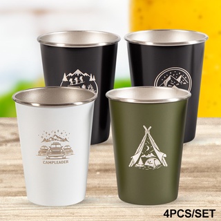 4pcs 350ml Reusable Gift Tea Outdoor Camping With Storage Bag Stackable Beer Cup