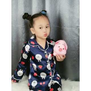 J341 Bộ pijama phi lụa bé gái size đại 10-50kg