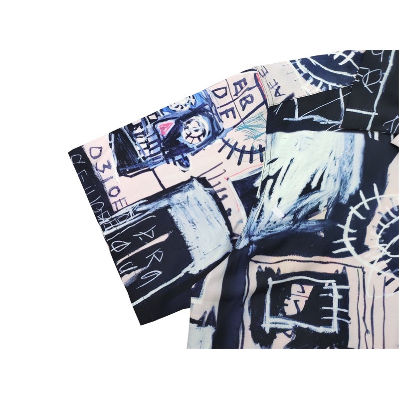 Áo Sơ Mi Unisex Dáng Rộng Tay Ngắn In Hình WACKO MARIA Graffiti Plus Size S-XL