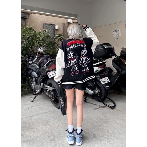 Áo Khoác Dù BOMBER Hoạ Tiết Hình Người Ulzzang Unisex Phong Cách Hàn Quốc