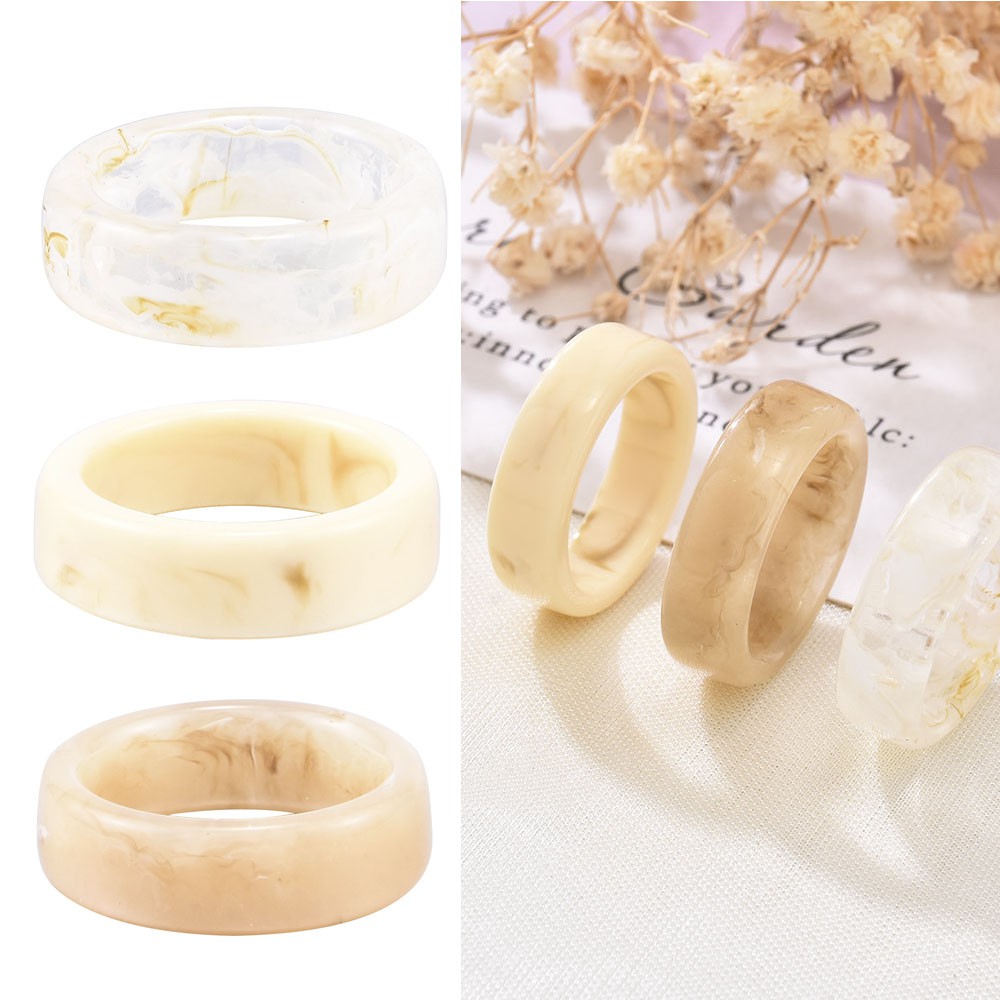 Nhẫn đeo tay mai rùa hình tròn bằng nhựa resin thời trang cho nữ