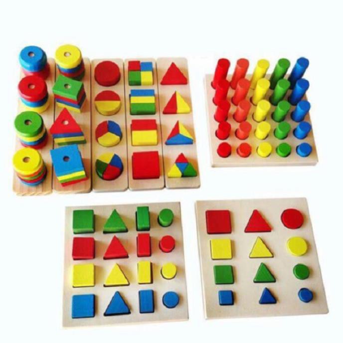 Bộ Giáo Cụ Montessori - 8 Món - Đồ Chơi Giáo Dục Gỗ An Toàn Cho Bé