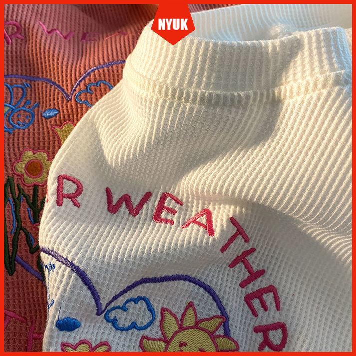 Áo Sweater Tay Dài Cổ Tròn Dáng Rộng Thêu Họa Tiết Phong Cách Hàn Quốc Cho Nữ | BigBuy360 - bigbuy360.vn