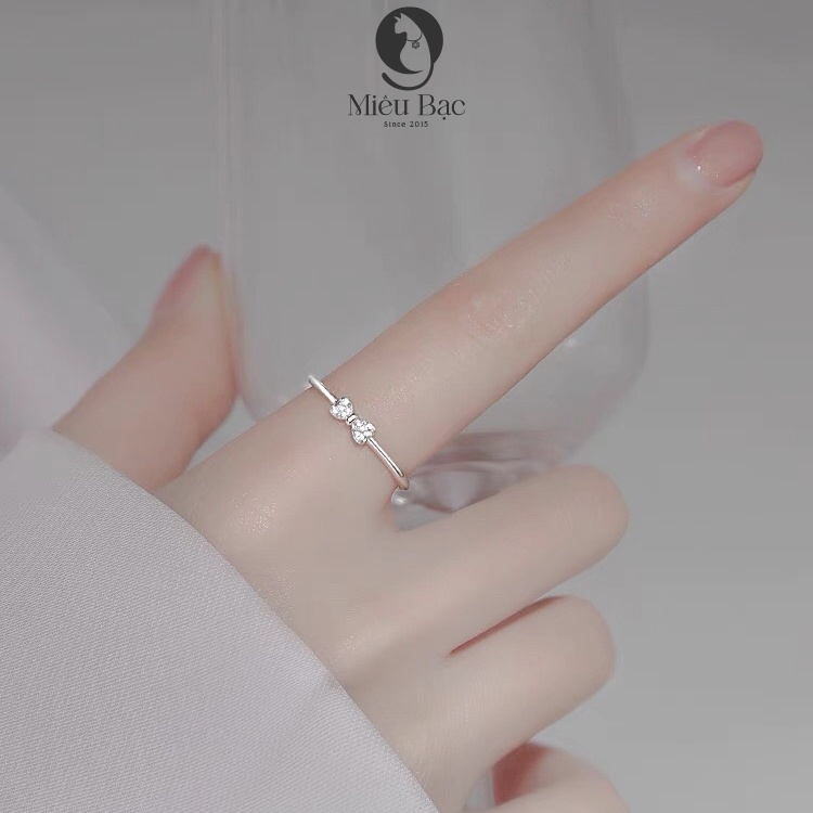 Nhẫn bạc nữ hình Nơ đính đá Free Size chất liệu bạc s925 thời trang phụ kiện trang sức nữ Miêu Bạc N400880