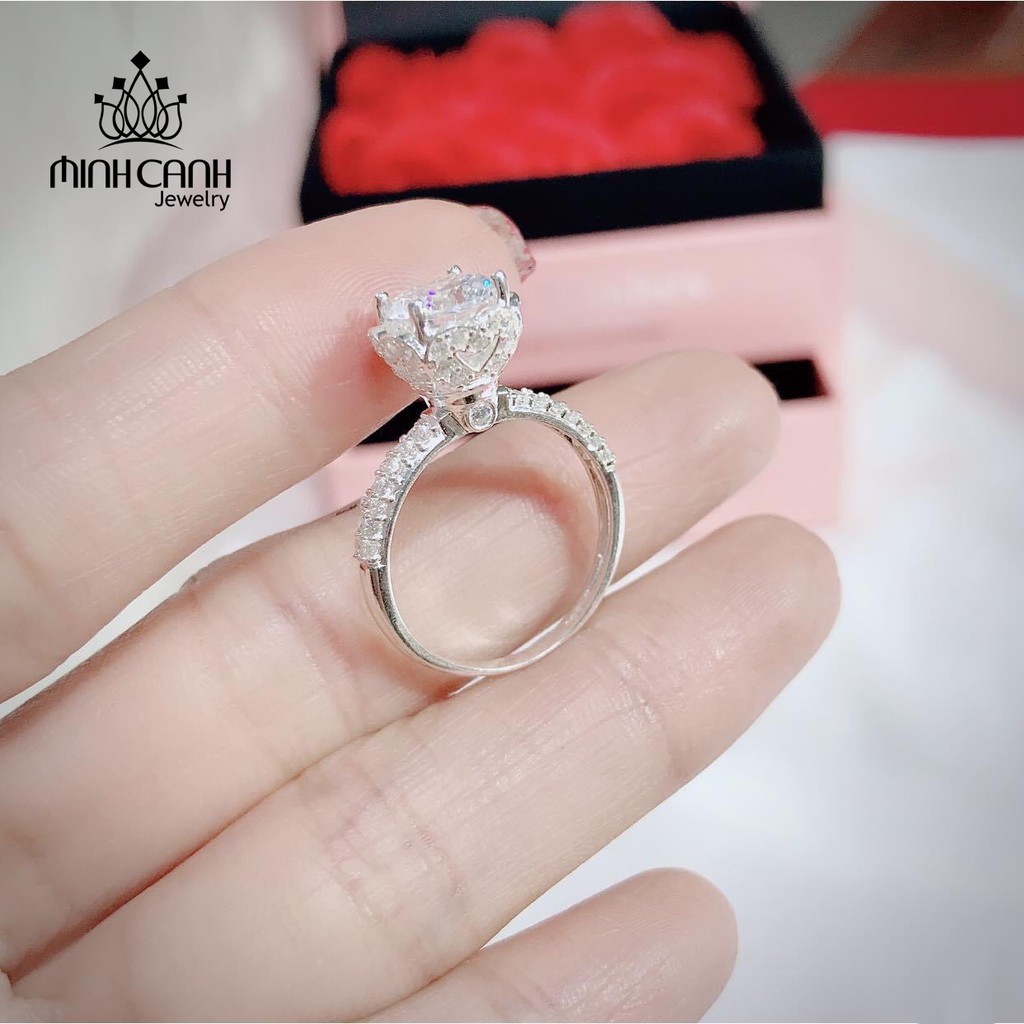 Nhẫn Bạc Nữ Minh Canh Jewelry - Hình Hoa Xi Bạch Kim