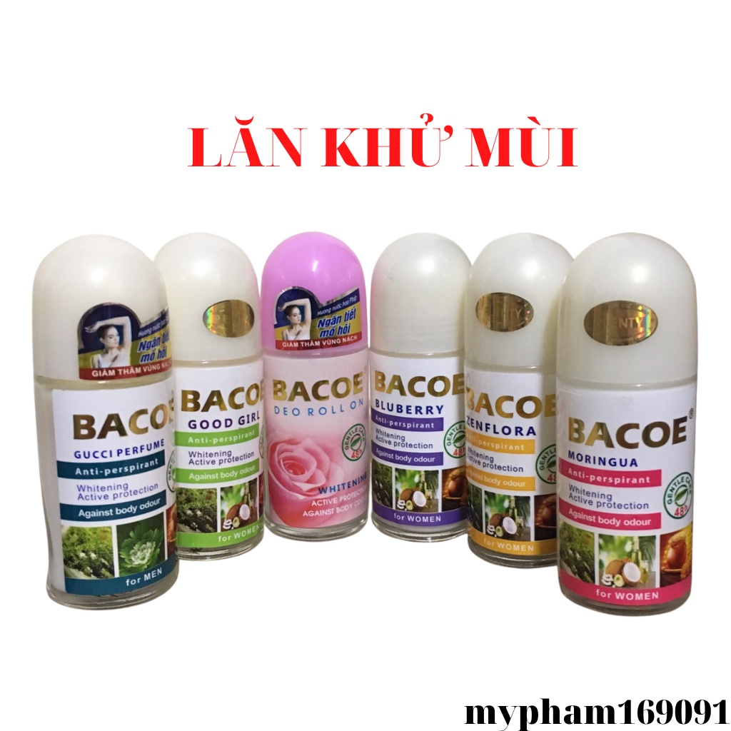 Lăn khử mùi hôi nách nam nữ trắng da thơm lâu Bacoe 50ml