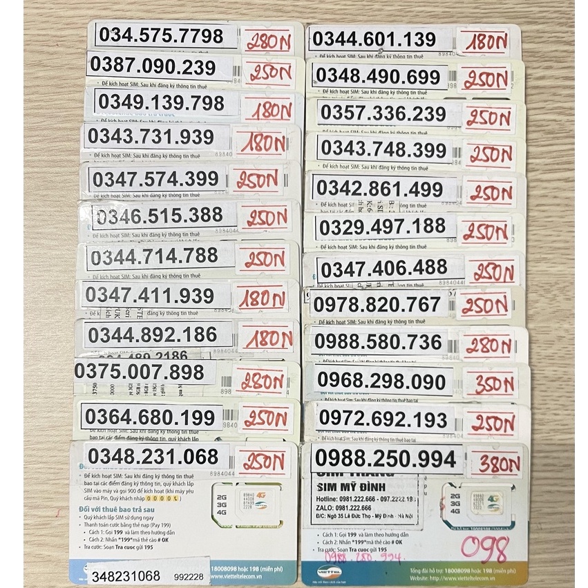 SIM VIETTEL 10 SỐ SỐ ĐẸP GIÁ RẺ NGHE GỌI BÌNH THƯỜNG MUA GÓI 4G PHỤC VỤ CV KHÁC NHAU