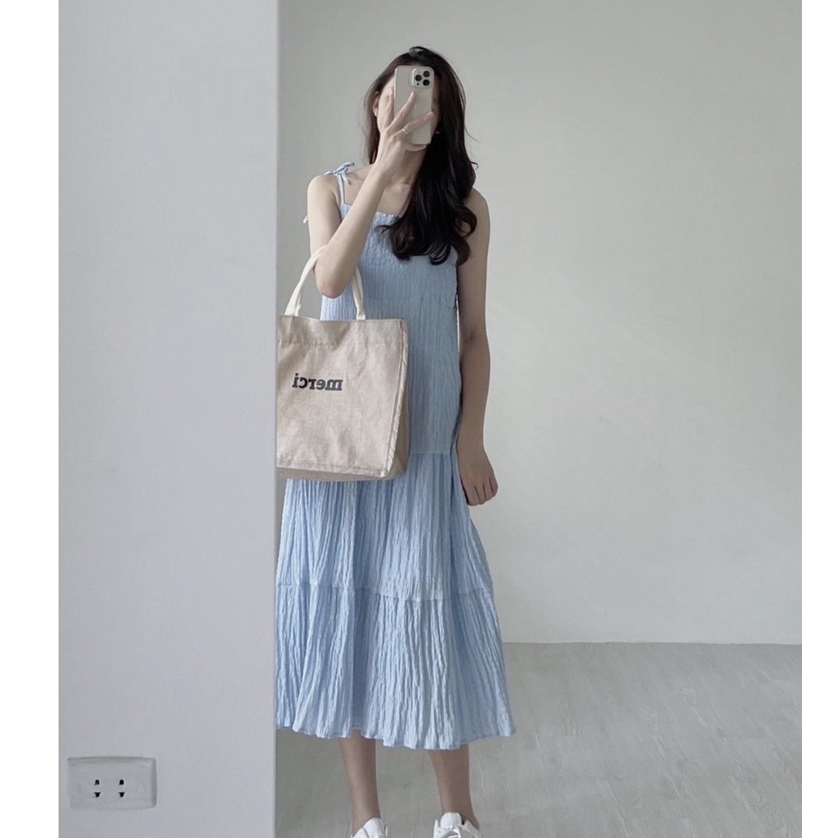 Váy 2 Dây Hai Lớp Bo Eo Dáng Chữ A, Váy Maxi Bo Eo Dáng Chữ A 2 Dây Có Chỉnh Quai March.Clothes