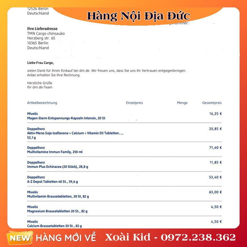 Bộ vitamin tổng hợp Doppelherz của Đức - DATE MỚI ĐỦ BILL