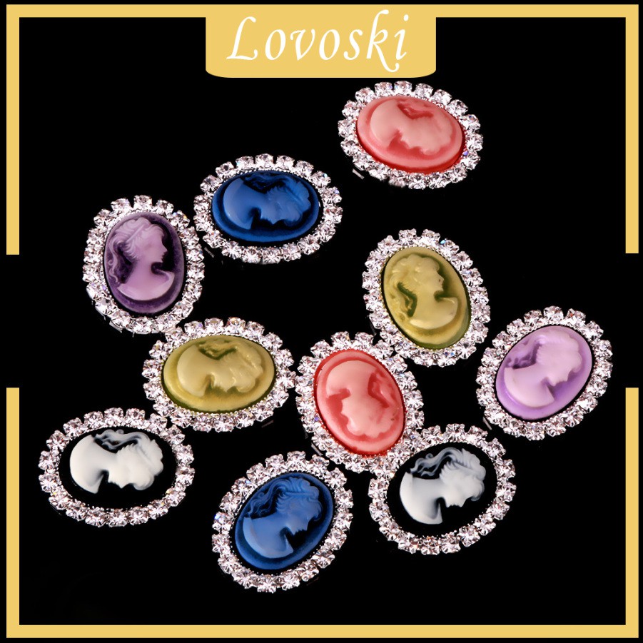 Set 10 Nút Oval Pha Lê Phong Cách Vintage Dùng Trang Trí Tiệc Cưới DIY