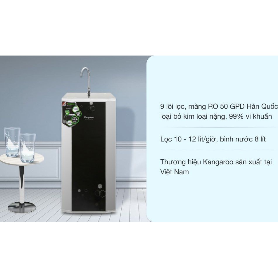 Máy lọc nước RO Kangaroo KG99A VTU 9 lõi-Mới Chính Hãng 100% Công nghệ lõi lọc Nano Silver