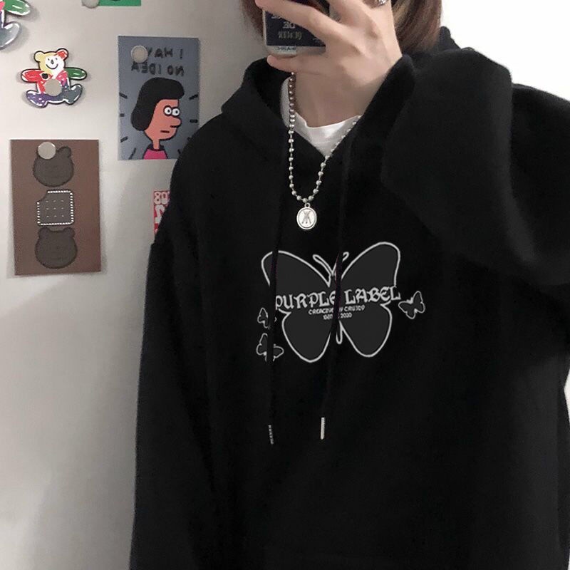 Áo Khoác Hoodie Tay Dài Vải Nhung Dày Dáng Rộng Phong Cách Hàn Quốc Thời Trang Mùa Đông 2022