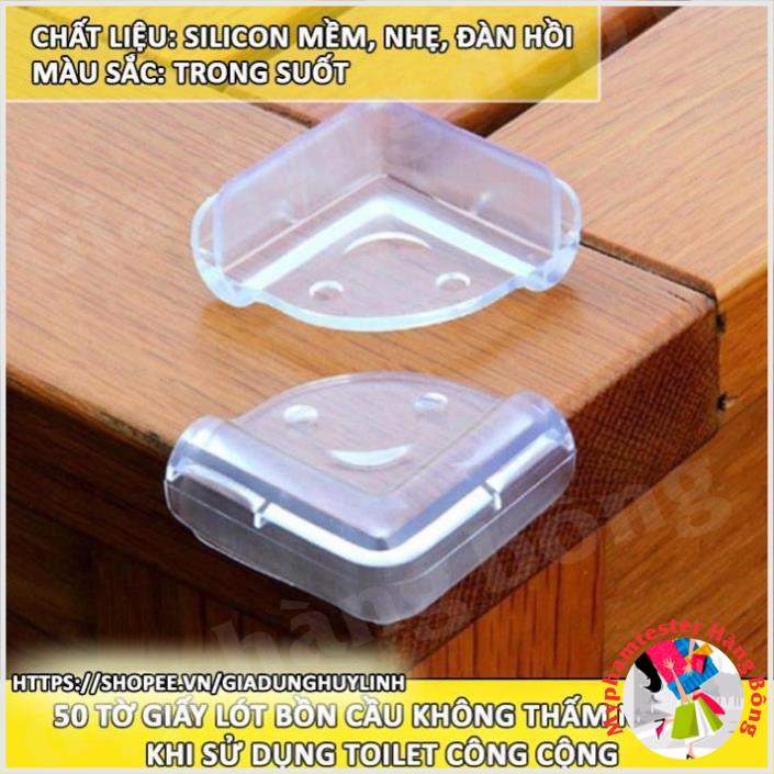 Bịt góc bàn silicon mẫu vuông hình mặt cười bảo đảm an toàn cho trẻ nhỏ