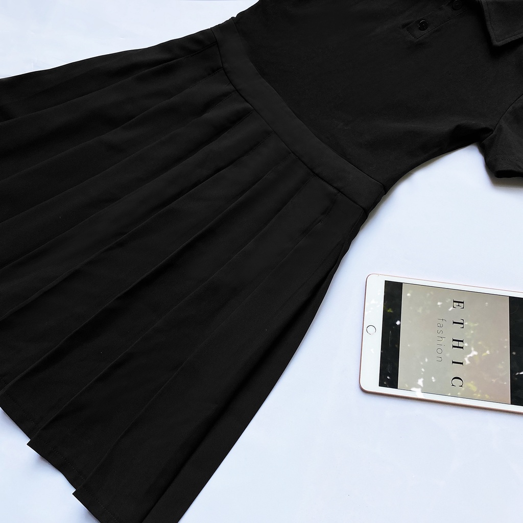 Đầm Polo Cotton Liền Chân Xếp Ly