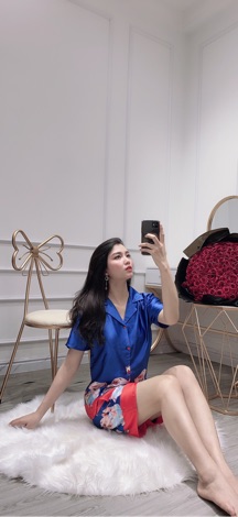 Đồ bộ Pijama lụa cộc phối chân