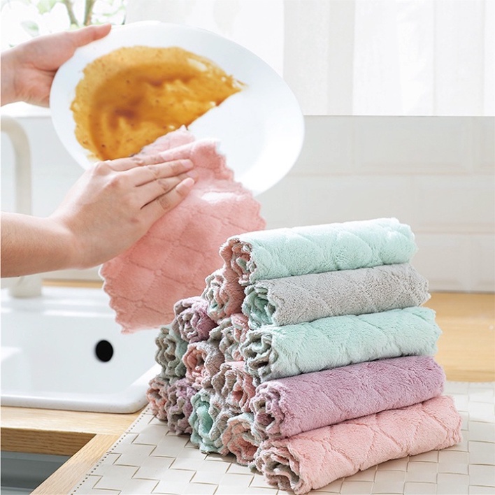 Khăn lau đa năng nhà bếp cao cấp 2 mặt siêu thấm nước siêu mềm mại 15x25cm