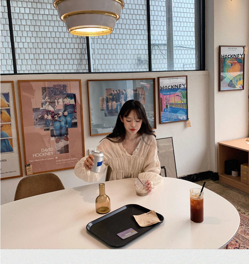 Áo Cổ Chữ V Dáng Rộng Màu Trơn Thời Trang Hàn Quốc Xinh Xắn Dành Cho Nữ