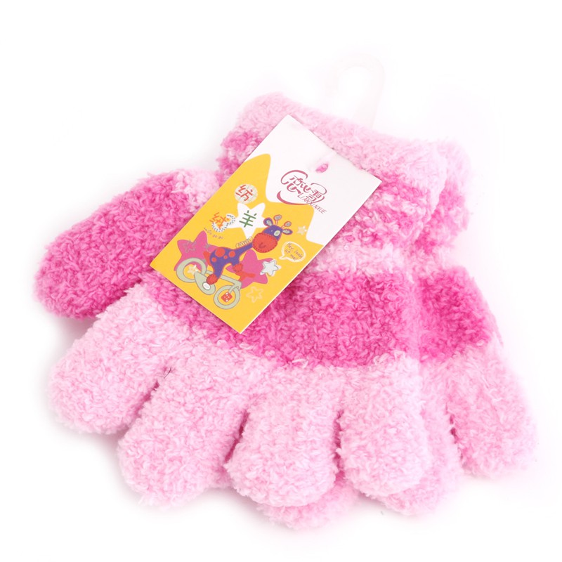 Loner Cute Infant Baby Kid Full Finger Warm Winter Gloves Toddler Knit Rainbow Mittens