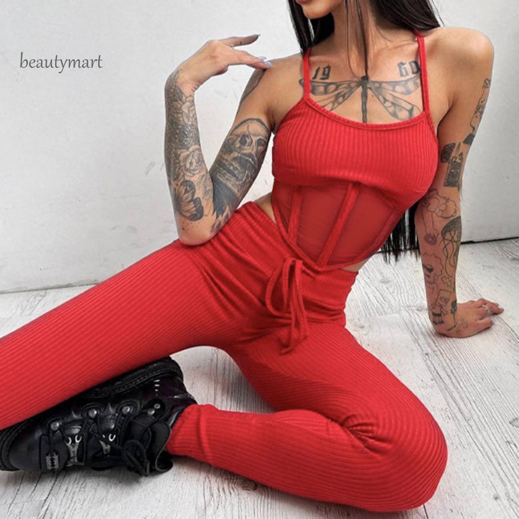 Bộ Áo Tank Top Không Tay Phối Quần Dài Vải Mềm Thời Trang Mùa Hè Cho Nữ