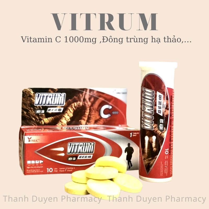Viên sủi VITRUM (Đông Trùng Hạ Thảo , Vitamin C 1000mg,.. ...)