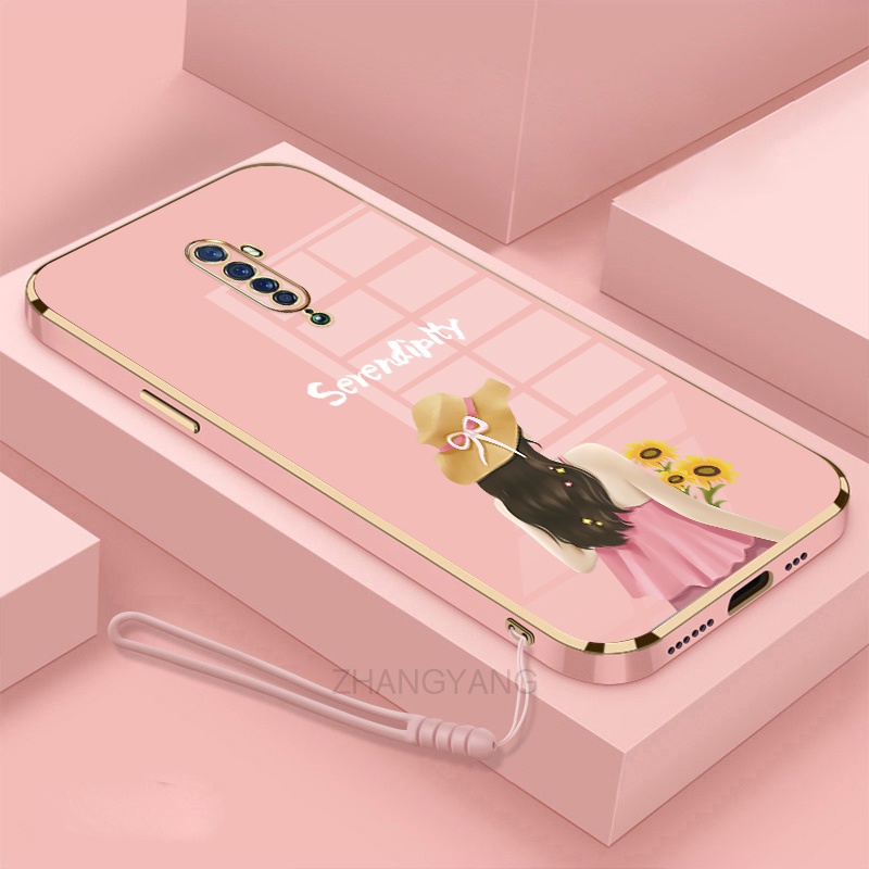 ốp lưng oppo reno2 f reno 2z reno 2 reno Ốp Điện Thoại TPU Silicon Viền Mạ Màu Hình Cô Gái Xinh Đẹp Cho oppo reno2 f reno 2z reno 2 reno