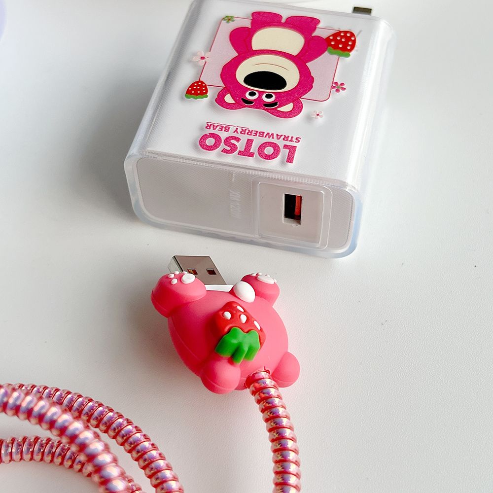 Phụ Kiện Bảo Vệ Dây Cáp Sạc Cổng USB Xiaomi 67W Hình Chú Gấu / Dâu Hoạt Hình Dễ Thương