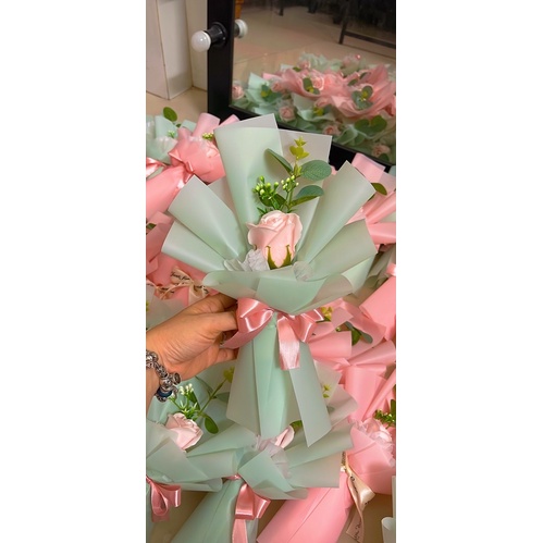 Bó hoa sáp thơm 1 bông kèm lá táo lưu hương cực lâu - Món quà ý nghĩa cho người thân và bạn bè
