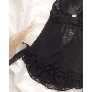 Áo corset ren đen 2hand(70C)