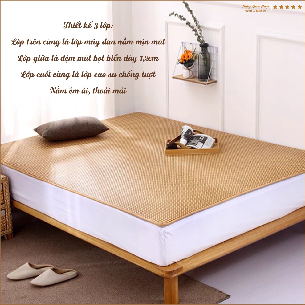 Thảm chiếu mây điều hòa 3 lớp nằm mịn mát êm ái chống trượt  - Hàng đặt trước 10-15 ngày