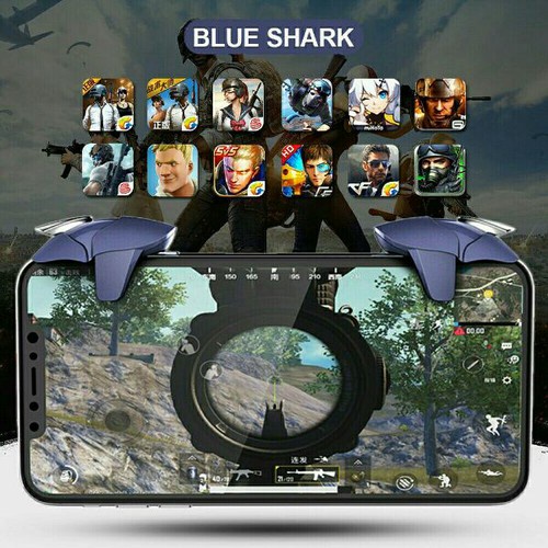 🆔Nút bắn PUBG, FF, RUL cao cấp Blue Shark Cá Mập Xanh- Nút bấm chơi game ấn cực đã cho mobile- Núm Bấm game.