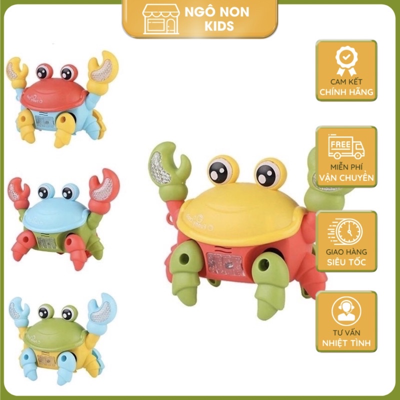 Đồ chơi phát nhạc hình con Cua bằng nhựa an toàn chạy bằng pin có dây cho bé dắt-Ngonon