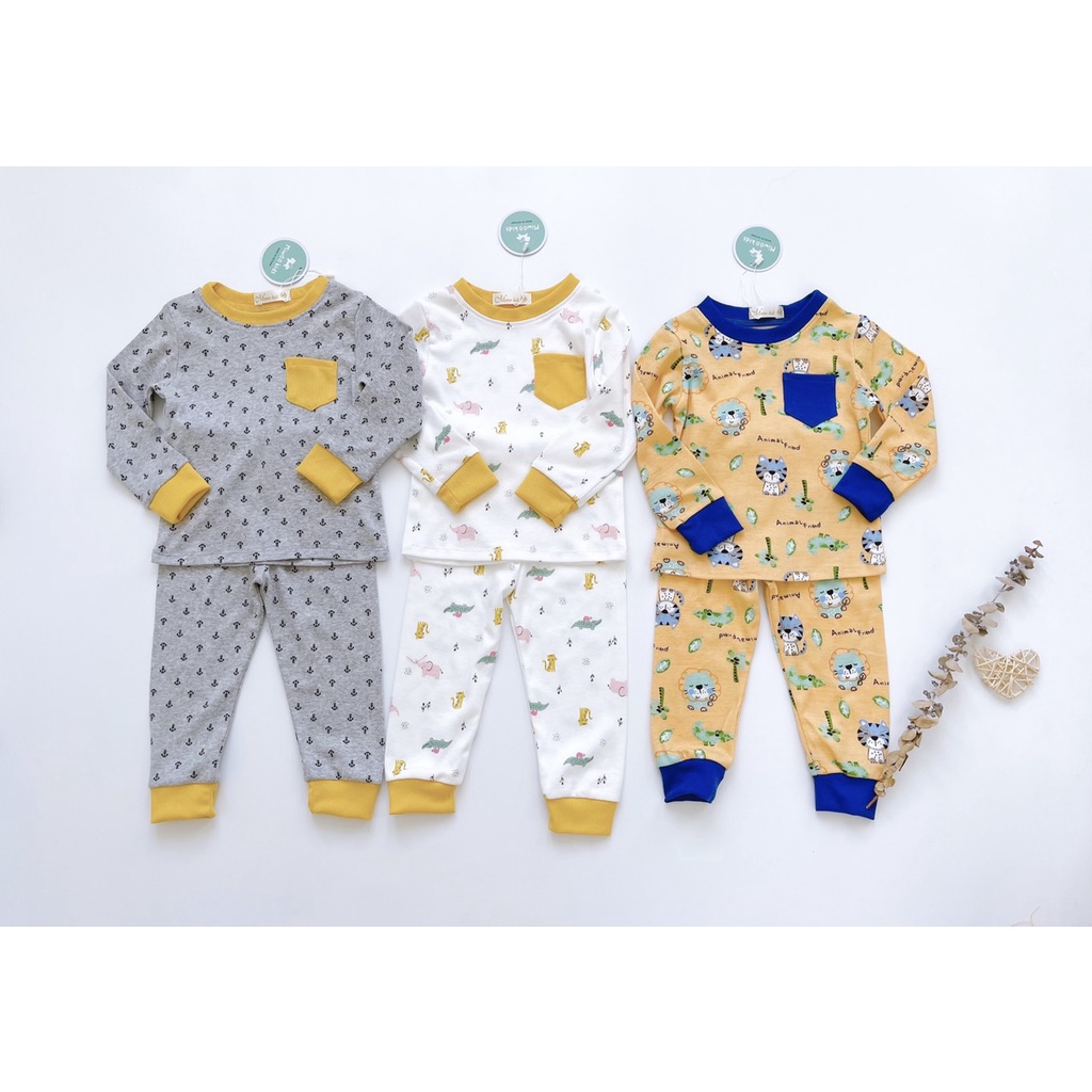 (8-22kg)Bộ cotton dài bo Miwoo Kids cho bé họa tiết dễ thương(ảnh thật 100%)