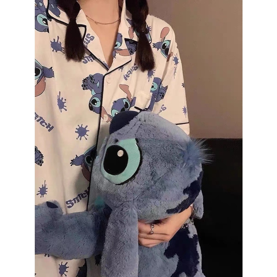 Đồ Ngủ Pyjama Nữ Tay Ngắn Quần Đùi Họa Tiết Stitch