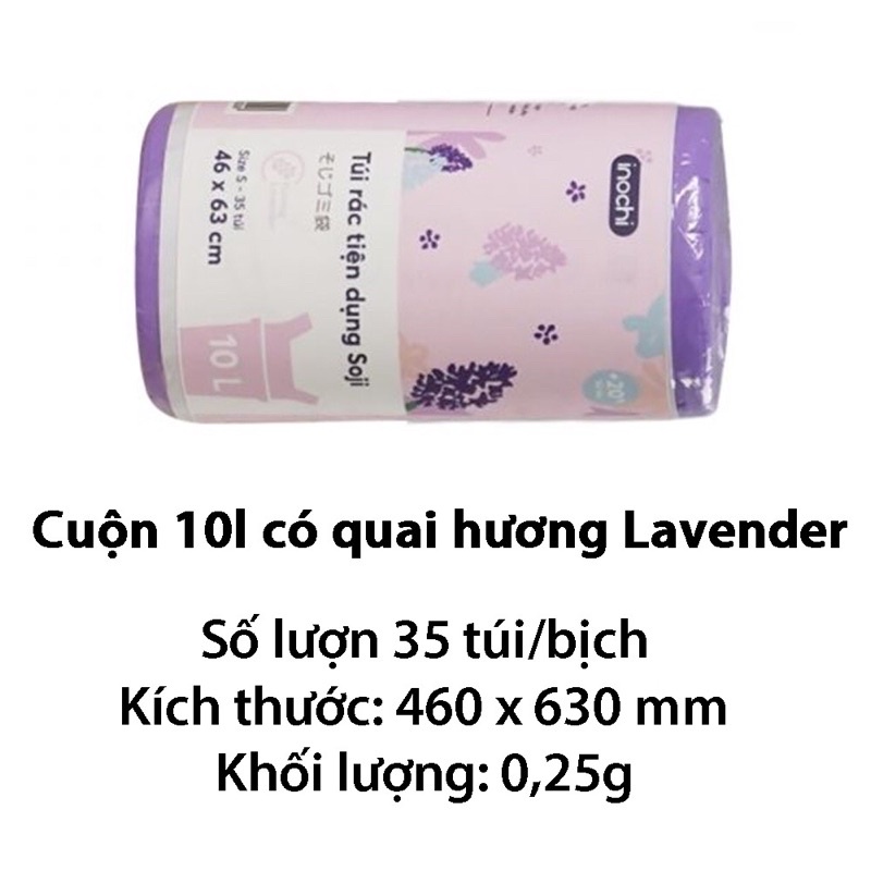 Túi Rác Sinh Học Tự Hủy 3 Size Có Mùi Thơm Hương Chanh/ Lavender Dạng Cuộn Inochi Cao Cấp, Túi Đựng Rác Thơm Inochi