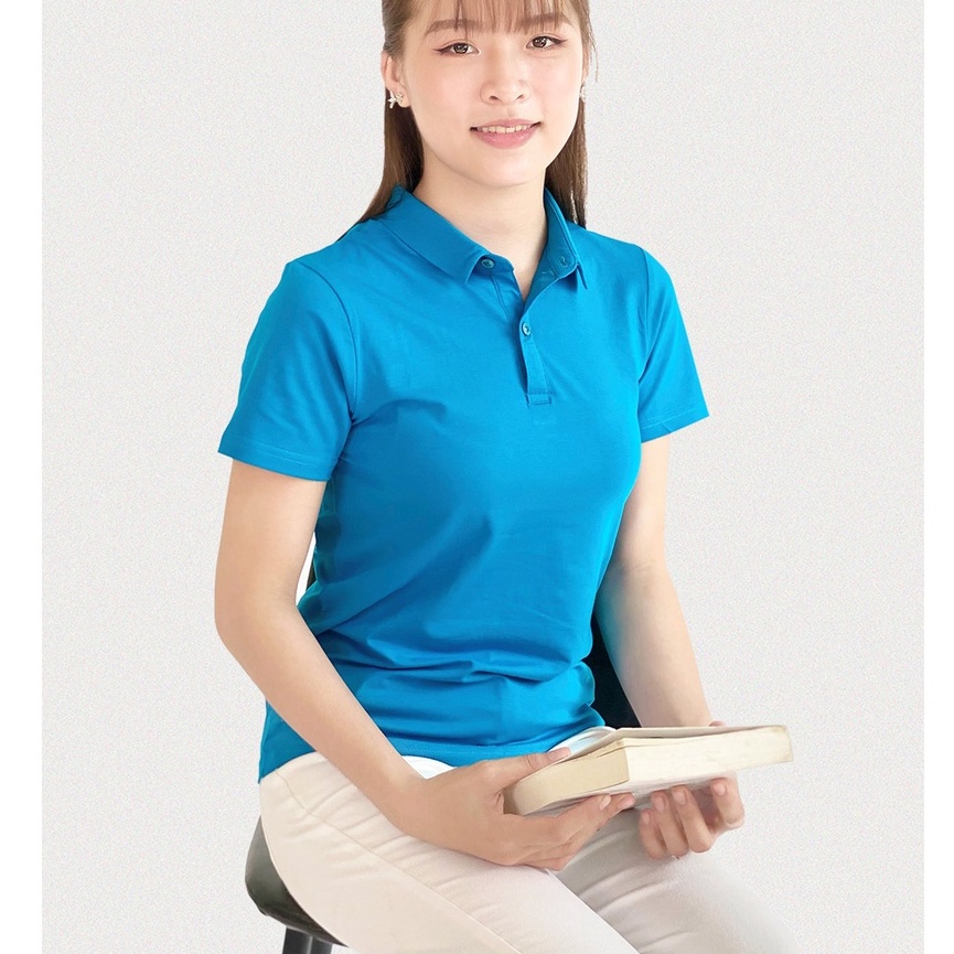Áo thun nữ Cổ Sơ Mi (Cổ trụ) TOLI, chất cotton 4 chiều mềm mịn, co dãn Màu Xanh Lá