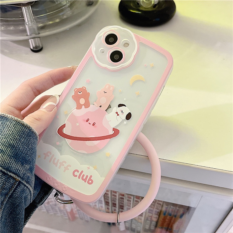 Ốp lưng iphone Ốp Điện Thoại Silicon Hình Hoa/Hành Tinh Có Vòng Bảo Vệ Lens Cho iPhone 13 14proPromax 8P X XR Xs Promax Dinuo case