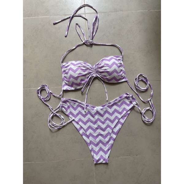 Jeune Bikini - Họa tiết kẻ tím