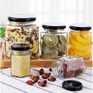 Hũ thủy tinh lục giác 730 ml (set 5 cái)