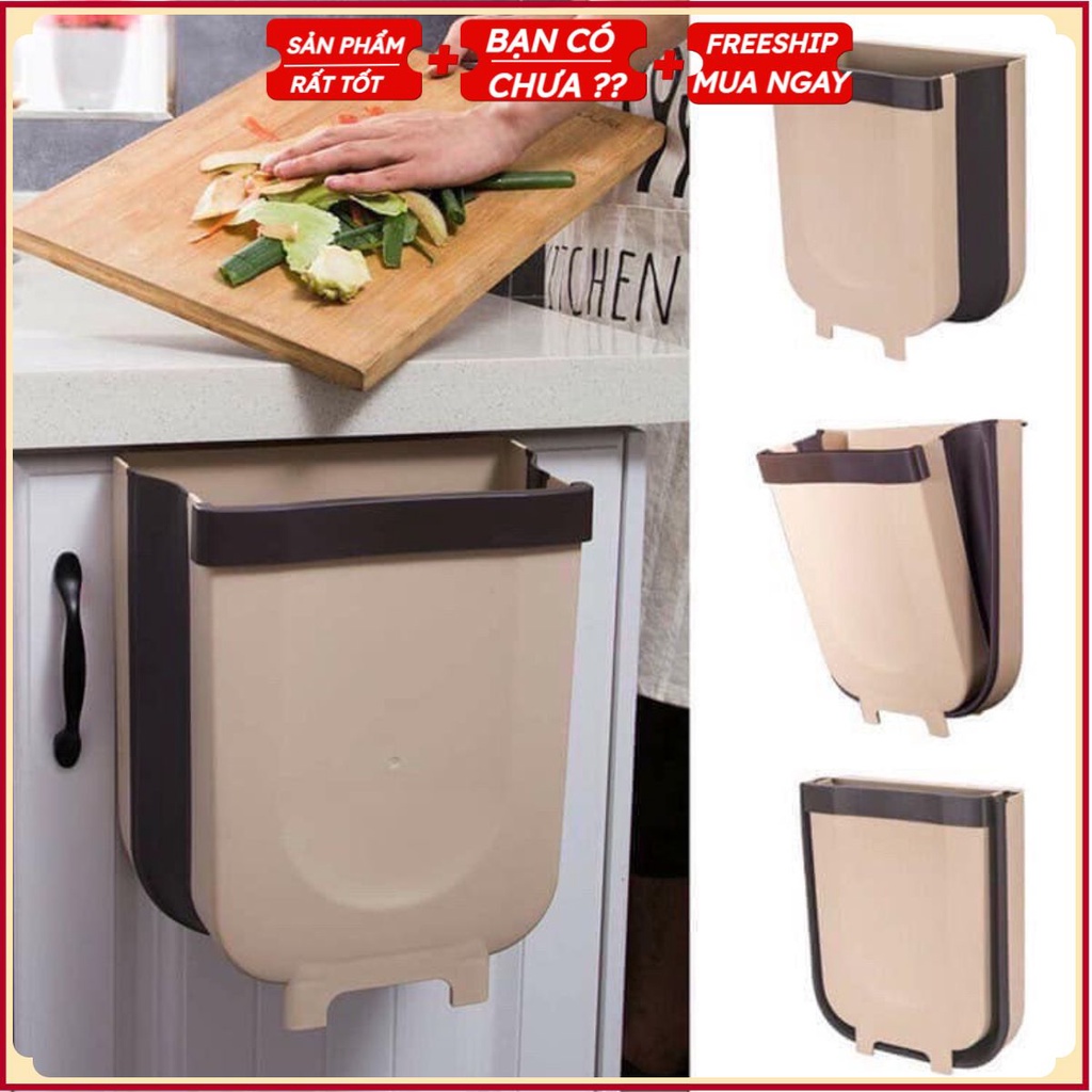 Thùng rác gấp gọn, cài cánh cửa hoặc để trên bàn .
