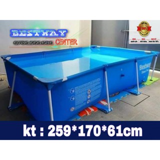 (Chính Hãng) Bể Bơi Khung Kim Loại 2.59m x 1.70m x 61cm Bể Bơi Nhập Khẩu Chính Hãng Bestway 56401