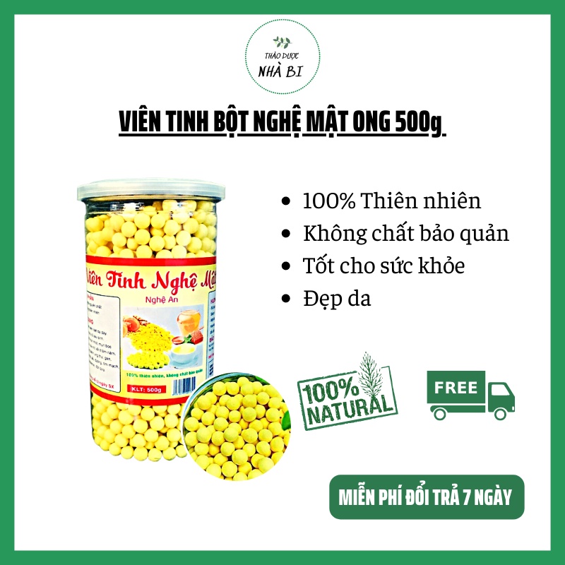 viên tinh bột nghệ mật ong 100% củ nghệ tươi nguyên chất tinh bột nghệ có tác dụng đẹp da bổ máu ATVSTP,THẢO DƯỢC NHÀ BI