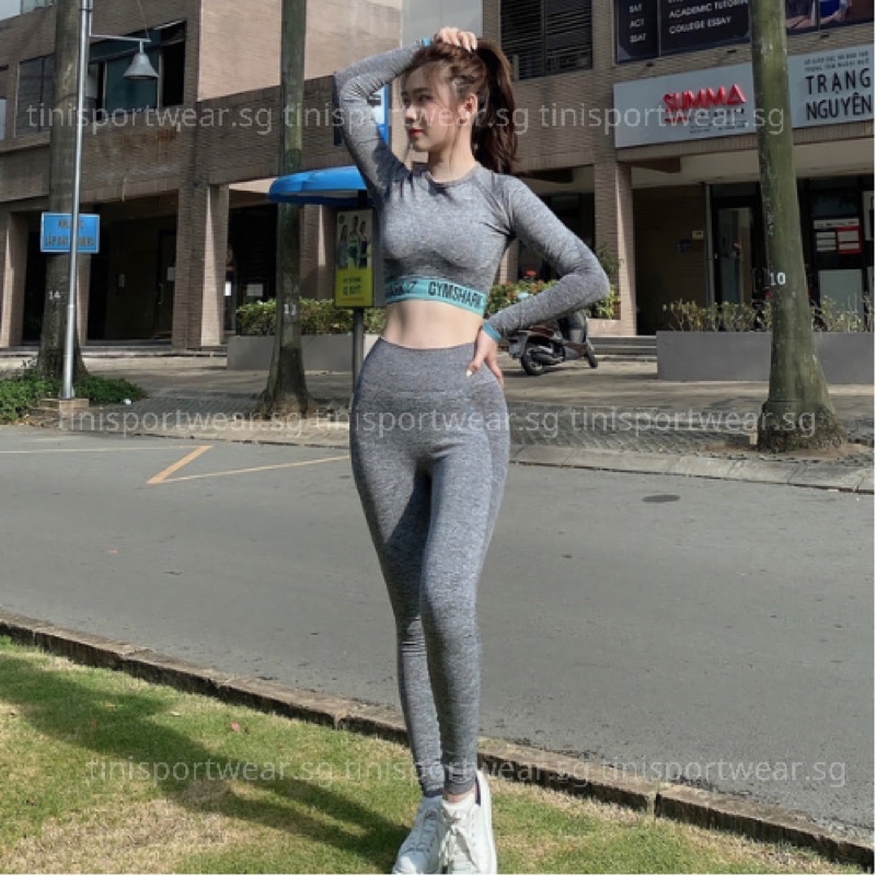 Áo Tập Gym Yoga Gymshark Croptop Dài Tay Tôn Dáng Ôm Body