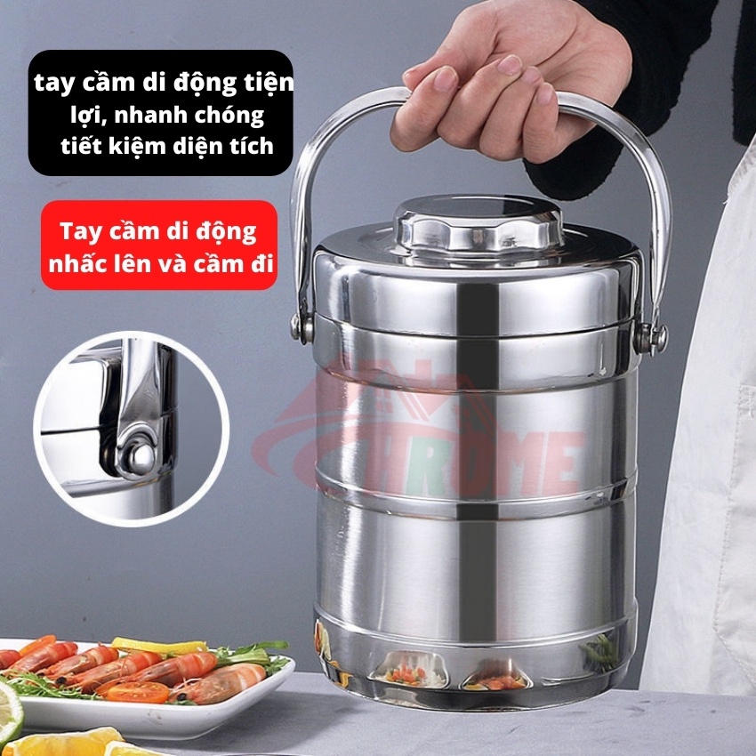 Cặp Lồng Inox Giữ Nhiệt 3 Tầng, CaMen Inox 2l  cách nhiệt
