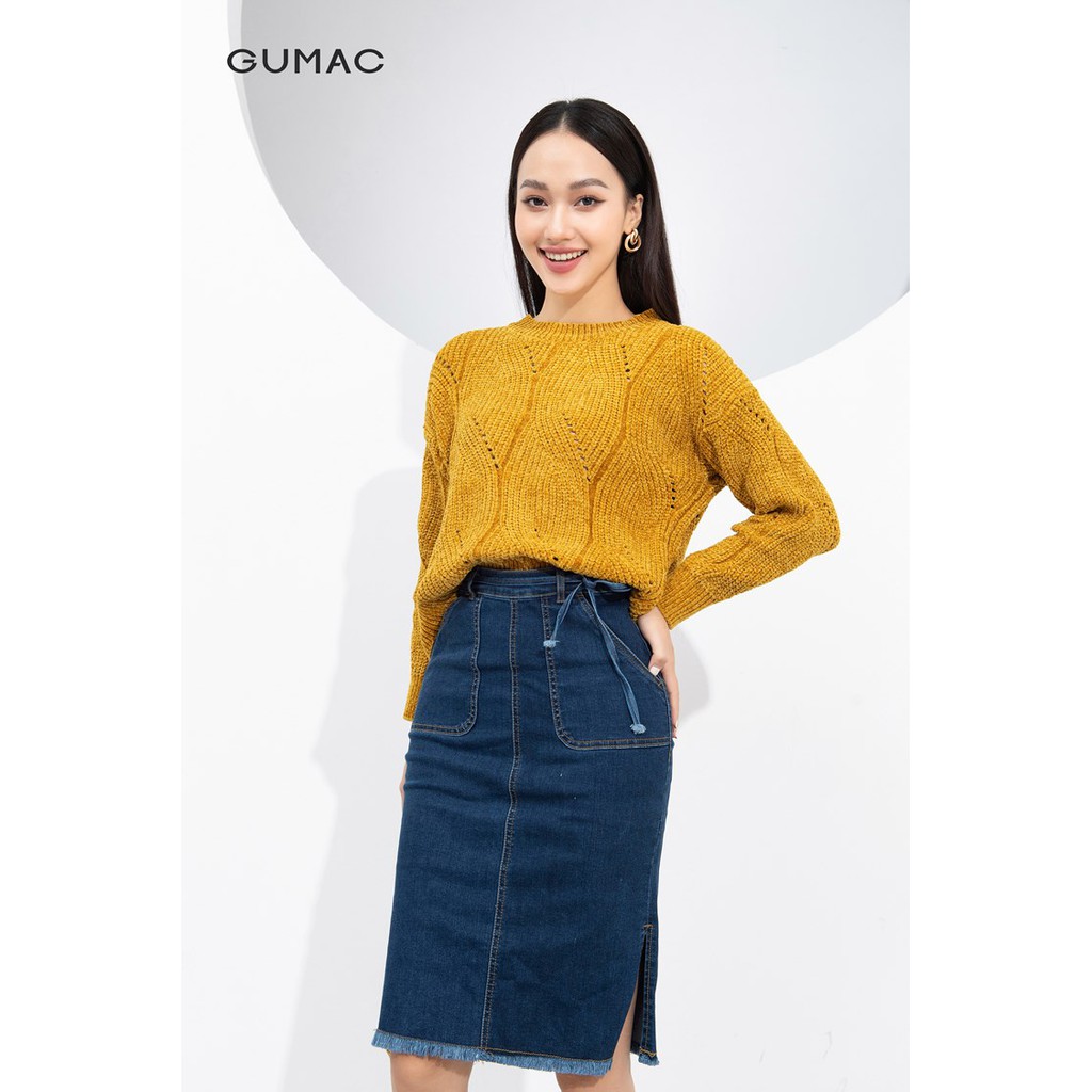 Chân váy jean suông túi chéo Gumac VJA9233 size L