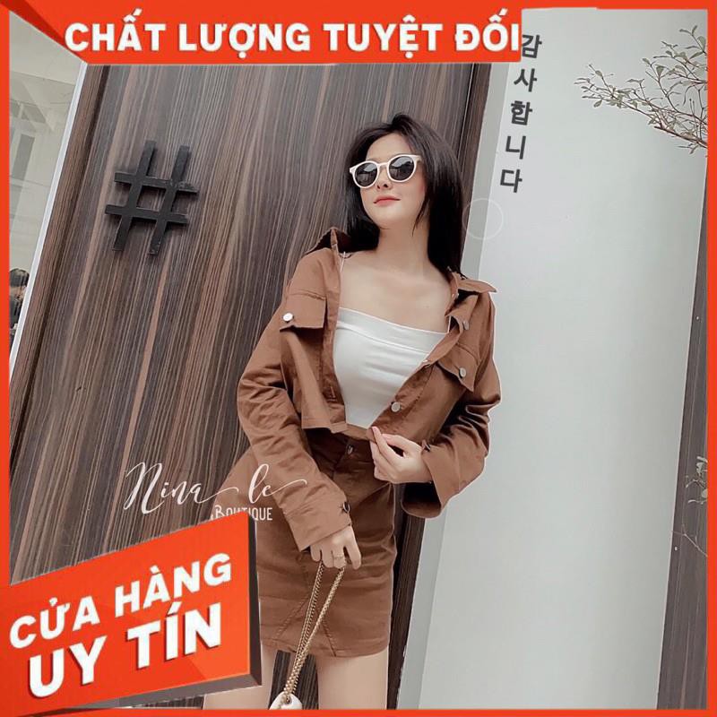 Set khoác chân váy A kaki cực xinh hàng có size | BigBuy360 - bigbuy360.vn