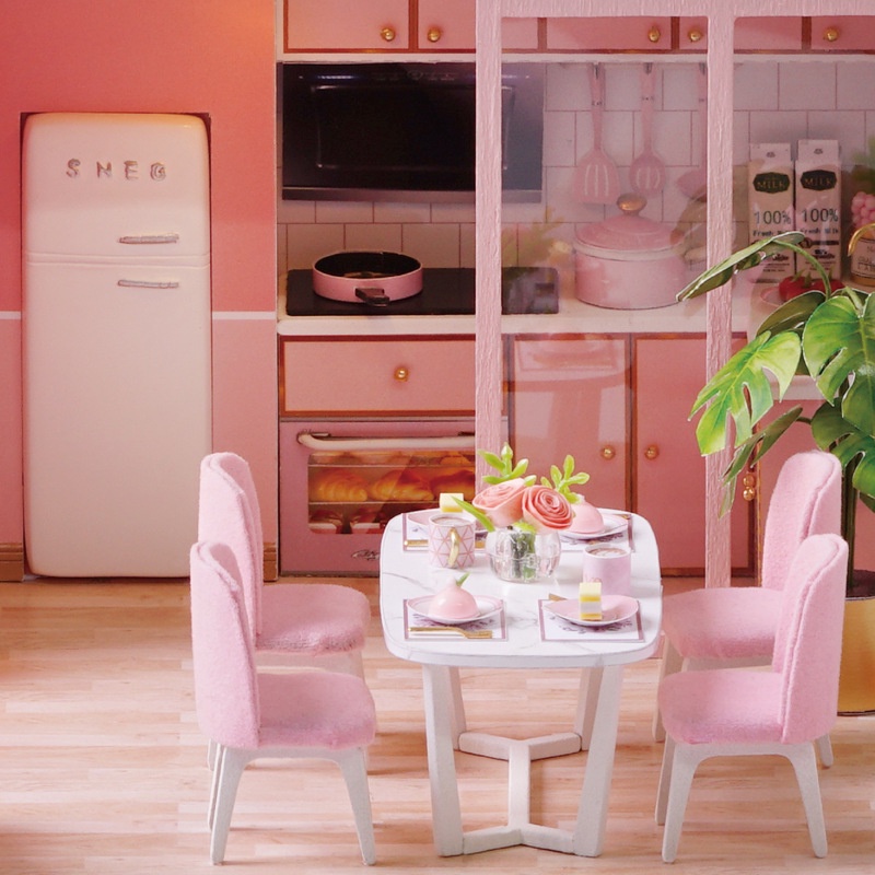 Nhà mô hình tự lắp ráp DIY - Ngôi nhà màu hồng L027