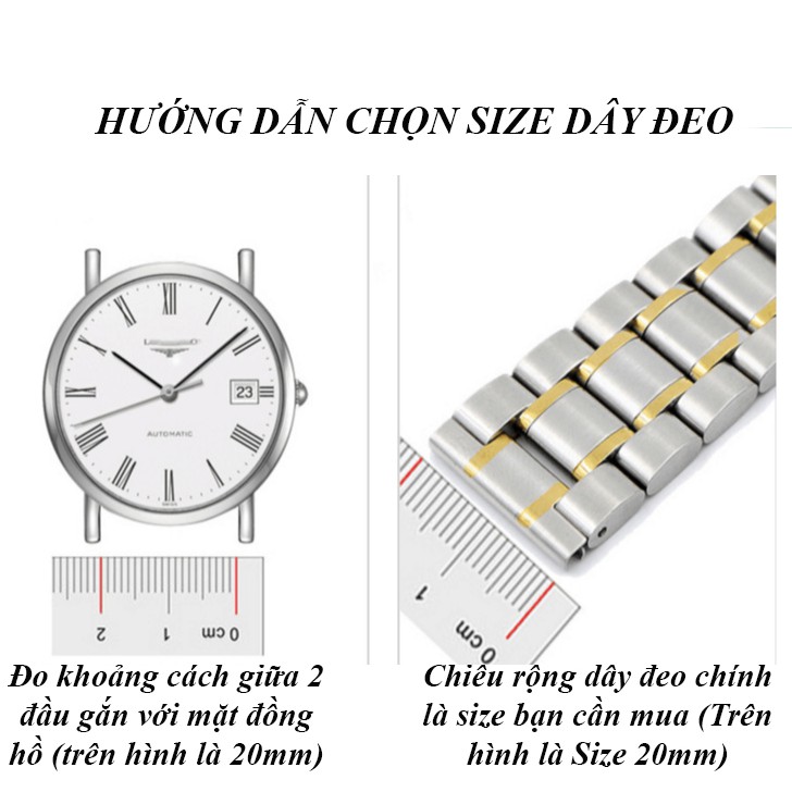 [Phụ kiện đồng hồ] Dây đeo đồng hồ thép không gỉ đúc đặc Size 18 - 20 - 22mm nhiều màu