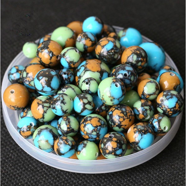 Set Đá Ngọc Lam Tự Nhiên Kích Cỡ 4/6/8/10/12/14/16/18/20mm Dùng Làm Trang Sức Thủ Công